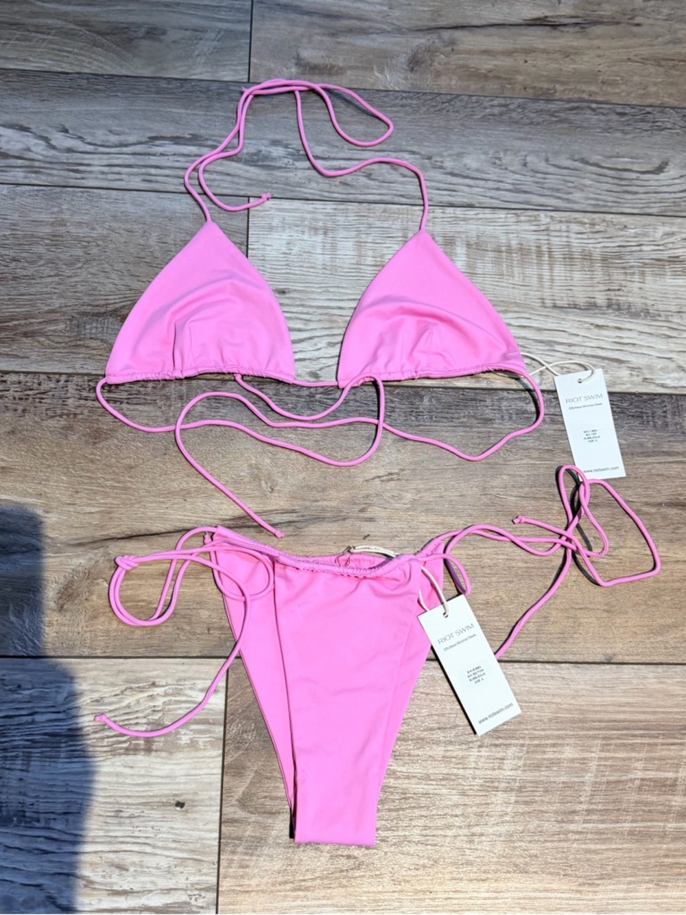 Riot Swim Pink Triangle String Bikini.  Too sexy for me. :-)